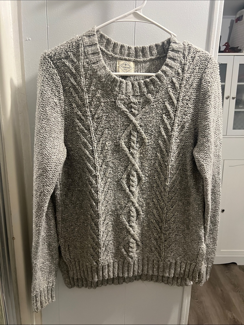 St. John's Bay Light Gray Cable Knit Crewneck Sweater